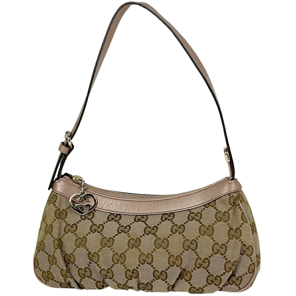 Gucci GG handbag accessory Clutch lovely heart canvas brown pink